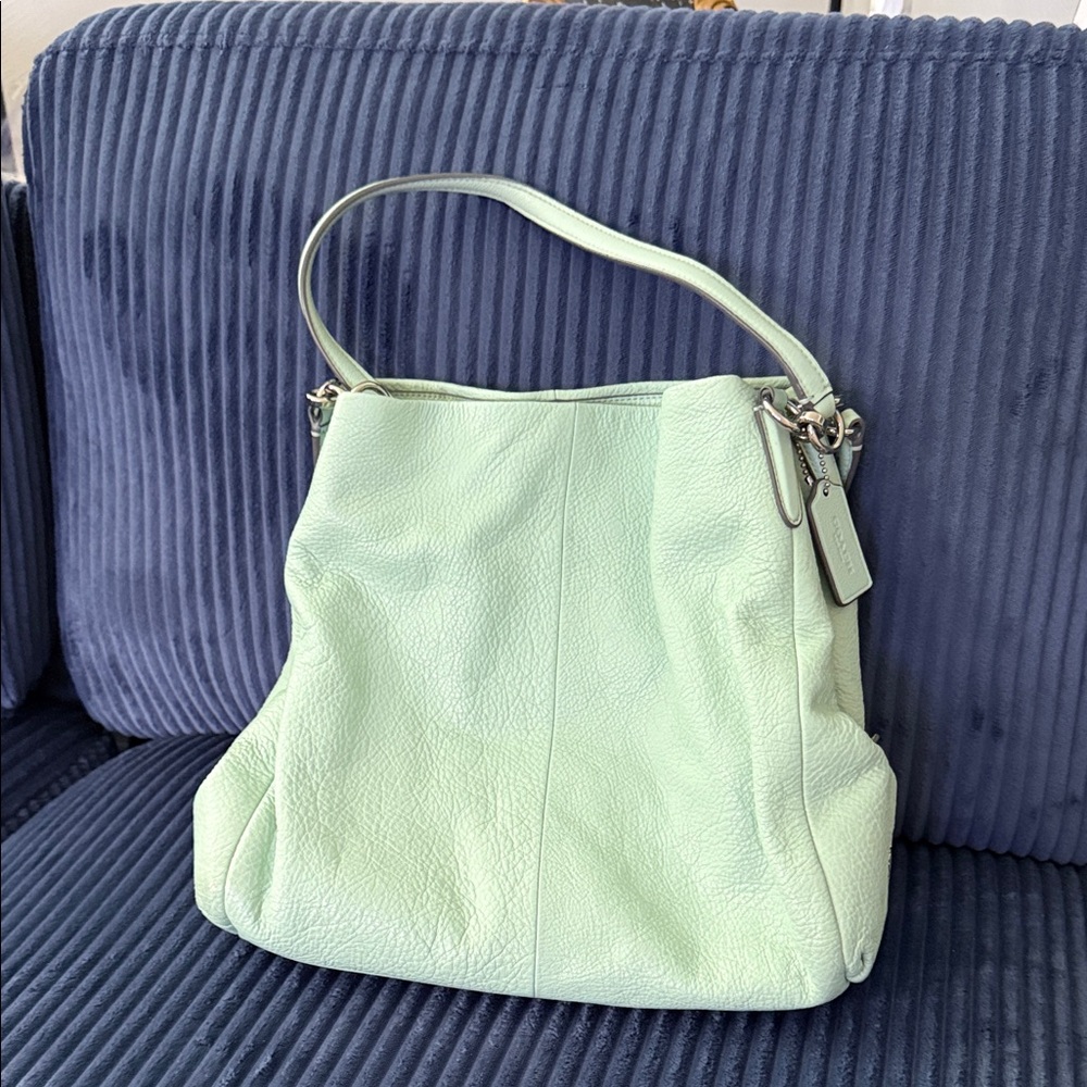 Coach Mint Green Leather Shoulder Hobo